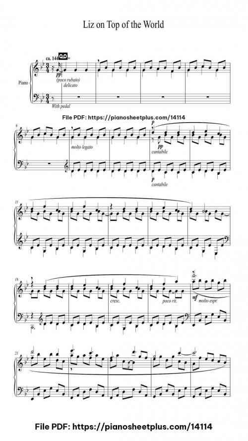 Liz on Top of the World - Pride and Prejudice - Download Piano Sheet Music PDF (Free) 3 Liz on Top of the World - Pride and Prejudice piano sheet music free pdf