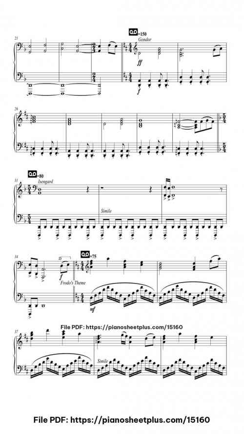 lord of the rings medley by Howard Shore Level Intermediate 5 lord of the rings medley piano sheet music free pdf