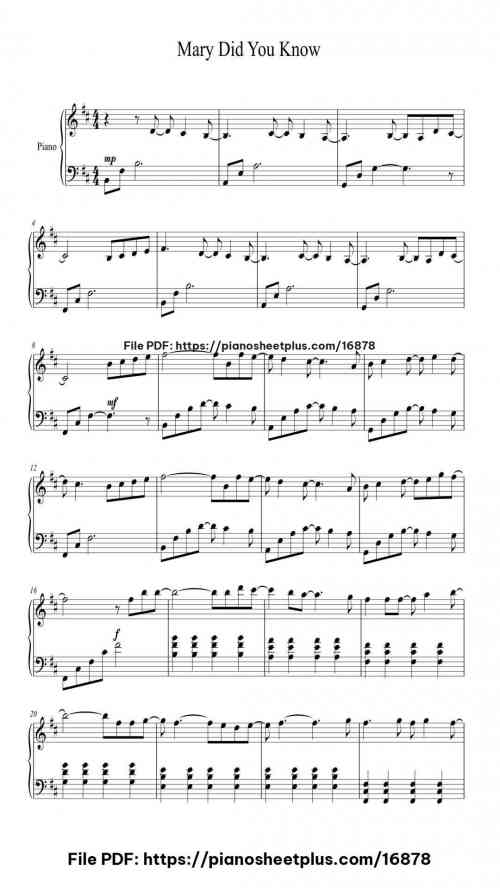 Mary Did You Know by Buddy Greene Level Beginner 5 Mary Did You Know piano sheet music free pdf