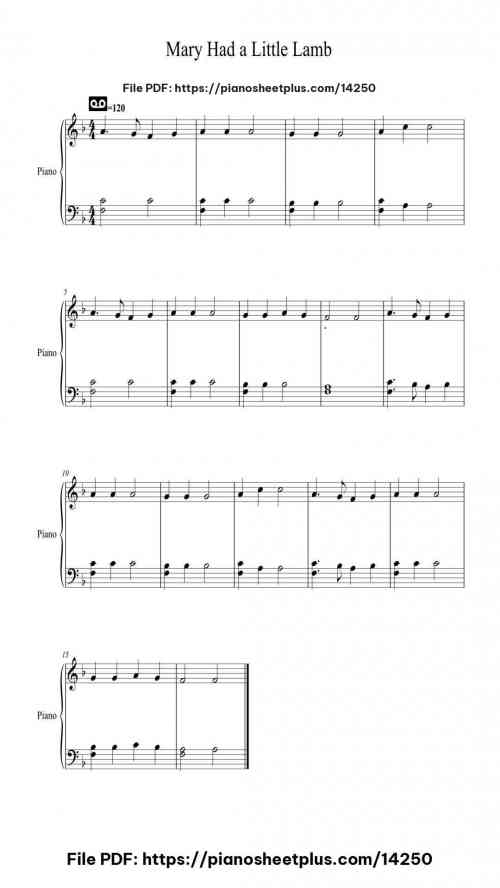 Mary Had a Little Lamb - Free Piano Sheet Music for Solo (PDF) 3 Mary Had a Little Lamb – Free Piano Sheet Music for Solo (PDF)