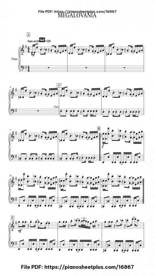 MEGALOVANIA by Toby Fox/Jester Musician Level Mid-Advanced 5 MEGALOVANIA piano sheet music free pdf