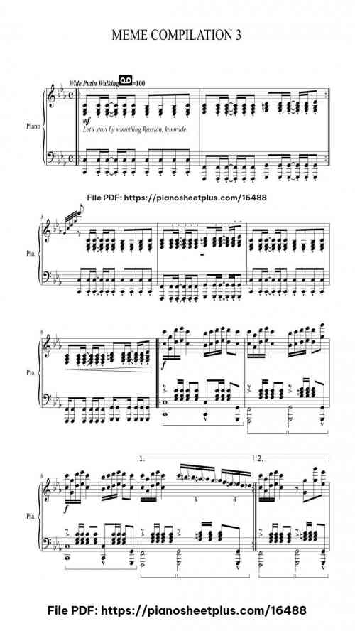 MEME COMPILATION 3 by Esther Marotta Level Advanced 8 MEME COMPILATION 3 piano sheet music free pdf