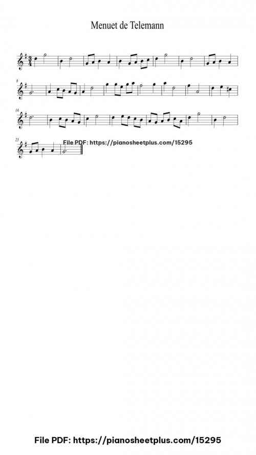 Menuet de Telemann by Johann Sebastian Bach Level Easy 7 Menuet de Telemann by Johann Sebastian Bach Level Easy
