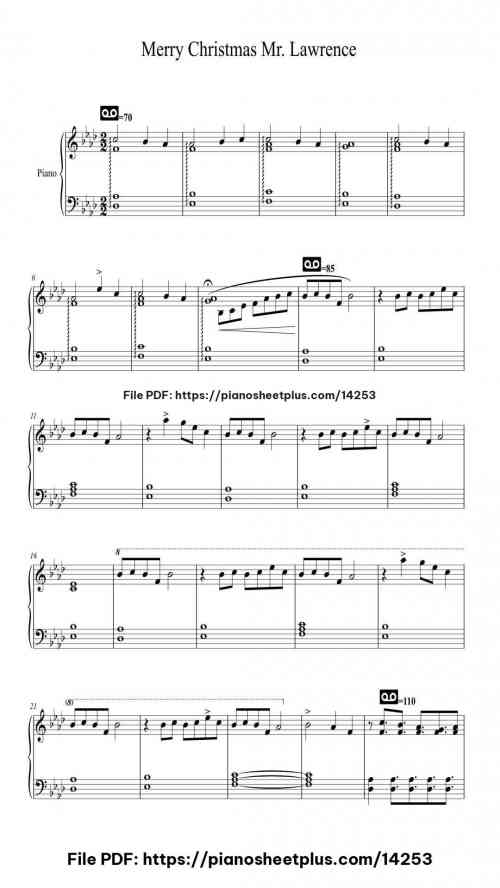 Merry Christmas Mr. Lawrence - Free Piano Sheet Music PDF 7 Merry Christmas Mr. Lawrence – Free Piano Sheet Music PDF