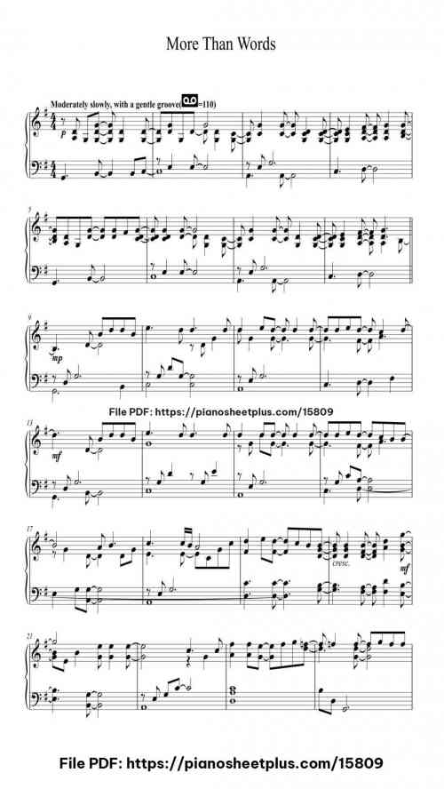 More Than Words by Extreme Level Intermediate 4 More Than Words piano sheet music free pdf