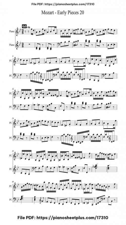 Mozart - Early Pieces 20 by Wolfgang Amadeus Mozart Level Beginner 22 Mozart – Early Pieces 20 by Wolfgang Amadeus Mozart Level Beginner