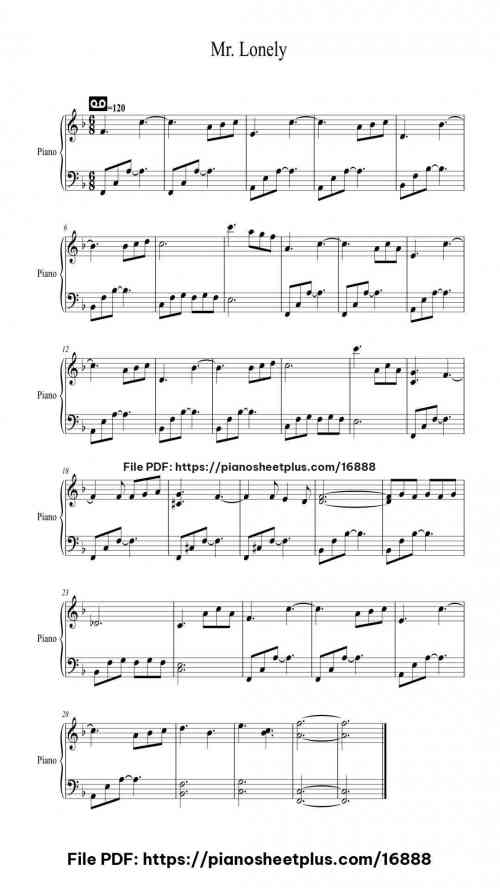 Mr. Lonely by Bobby Vinton Level Beginner 2 Mr. Lonely piano sheet music free pdf