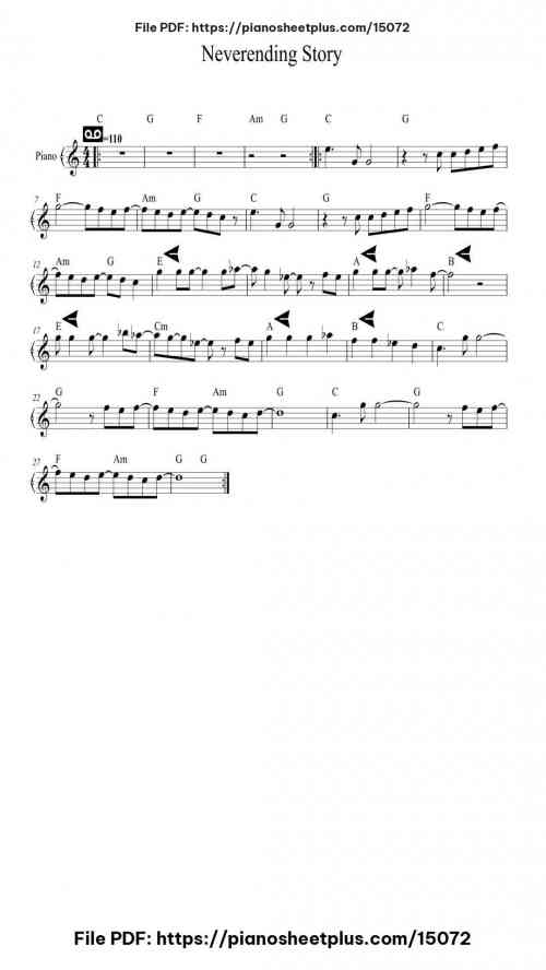 Neverending Story by Limahl Level Easy 2 Neverending Story piano sheet music free pdf