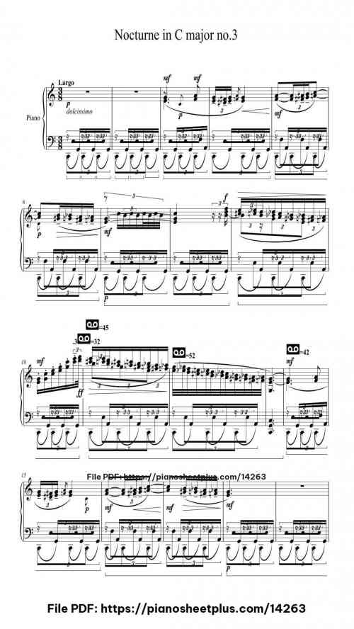 Nocturne in C major no.3 - Download Piano Sheet Music PDF (Free) 5 Nocturne in C major no.3 piano sheet music free pdf