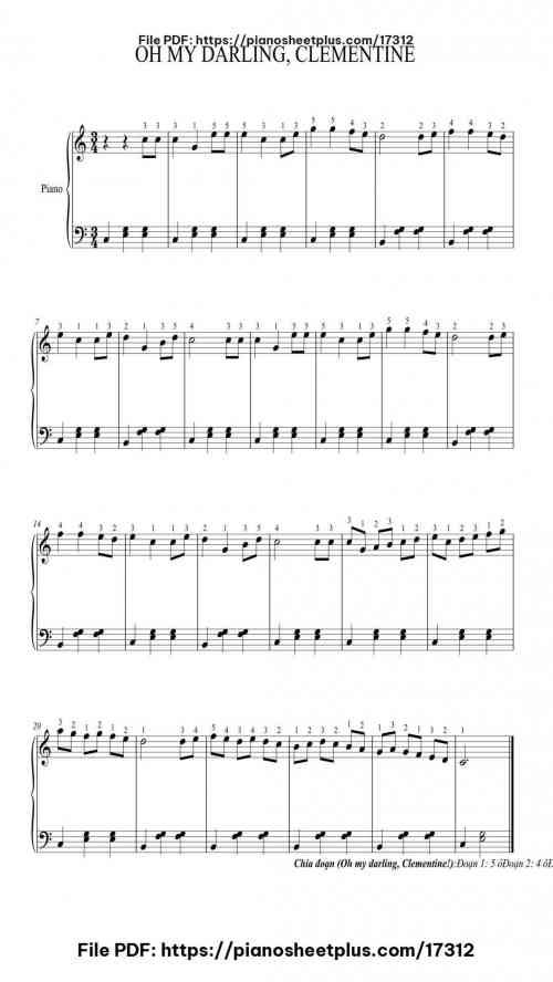 OH MY DARLING, CLEMENTINE by Huttgie Bellcol Level Easy 2 OH MY DARLING, CLEMENTINE piano sheet music free pdf