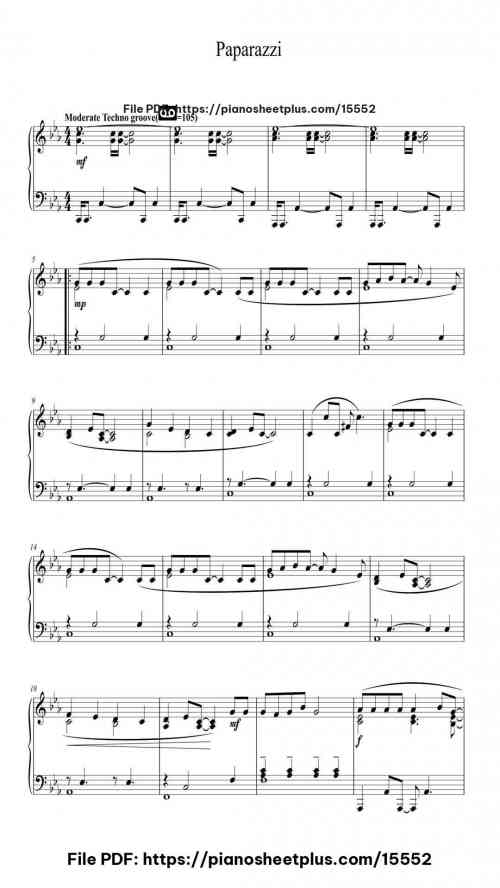Paparazzi by Lady Gaga Level Intermediate 4 Paparazzi piano sheet music free pdf