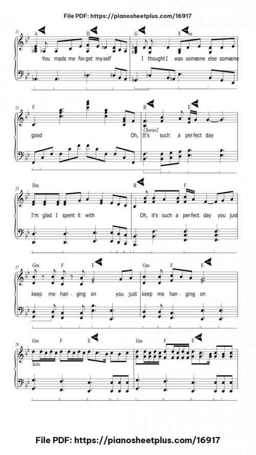 Perfect Day by Lou Reed Level Intermediate 7 Perfect Day piano sheet music free pdf