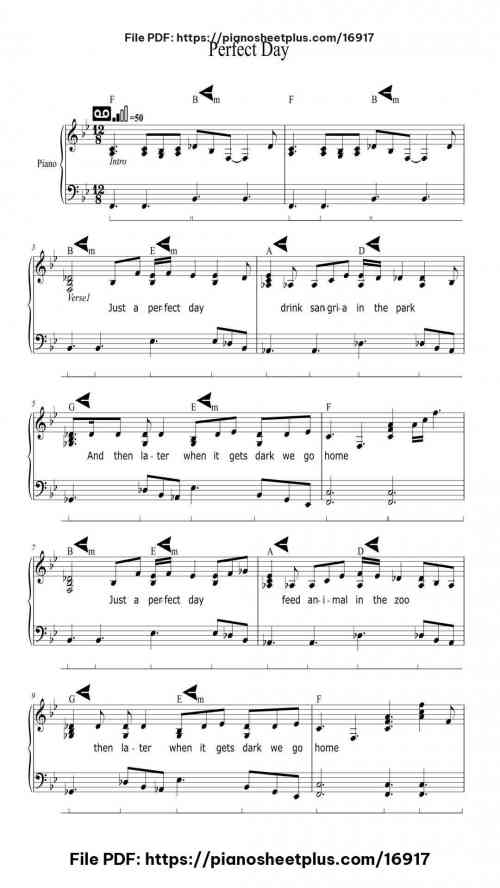 Perfect Day by Lou Reed Level Intermediate 5 Perfect Day piano sheet music free pdf