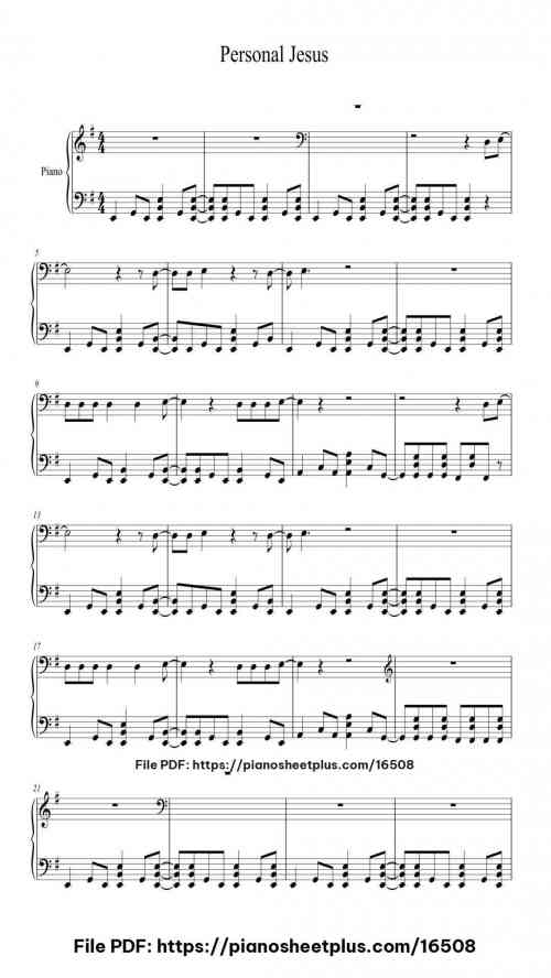 Personal Jesus by Depeche Mode Level Intermediate 6 Personal Jesus piano sheet music free pdf