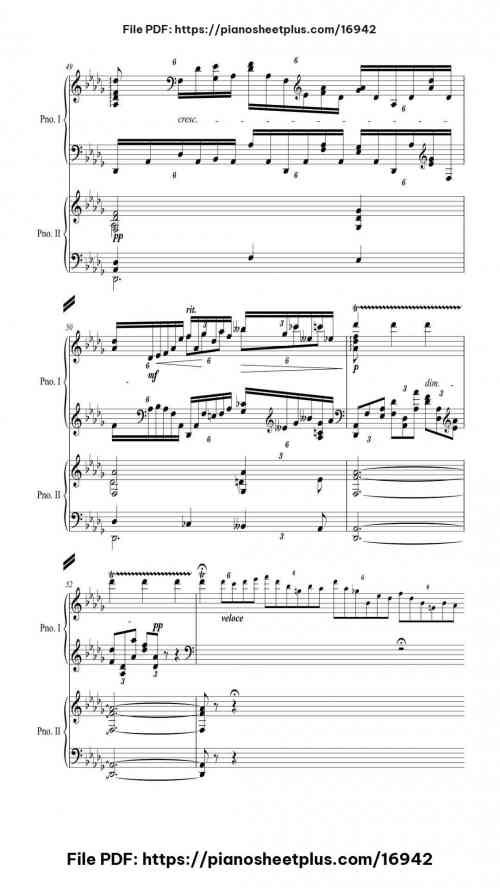 Piano Concerto No. 3 in D Minor, Op. 30: II. Intermezzo: Adagio (Arr. for 2 pianos) by Sergei Rachmaninoff Level Professional 29 Piano Concerto No. 3 in D Minor, Op. 30: II. Intermezzo: Adagio (Arr. for 2 pianos) piano sheet music free pdf