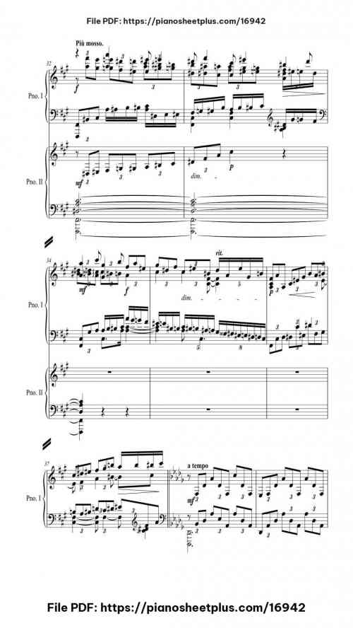 Piano Concerto No. 3 in D Minor, Op. 30: II. Intermezzo: Adagio (Arr. for 2 pianos) by Sergei Rachmaninoff Level Professional 27 Piano Concerto No. 3 in D Minor, Op. 30: II. Intermezzo: Adagio (Arr. for 2 pianos) piano sheet music free pdf