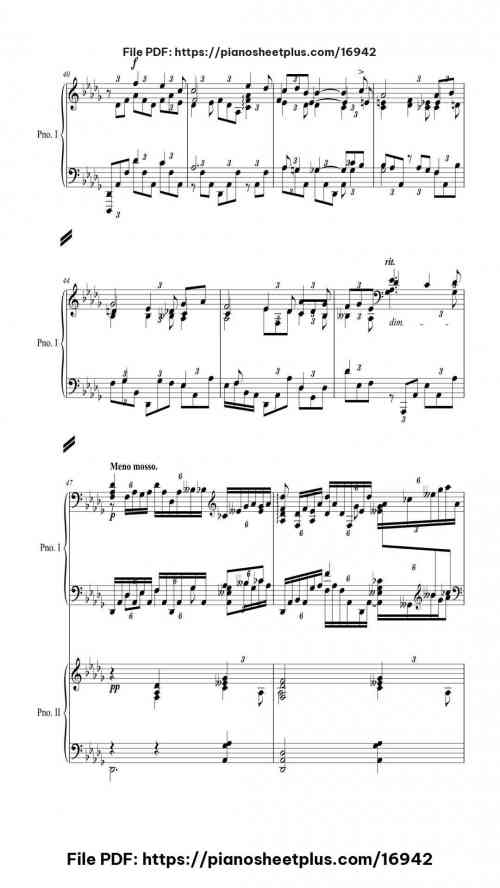 Piano Concerto No. 3 in D Minor, Op. 30: II. Intermezzo: Adagio (Arr. for 2 pianos) by Sergei Rachmaninoff Level Professional 28 Piano Concerto No. 3 in D Minor, Op. 30: II. Intermezzo: Adagio (Arr. for 2 pianos) piano sheet music free pdf