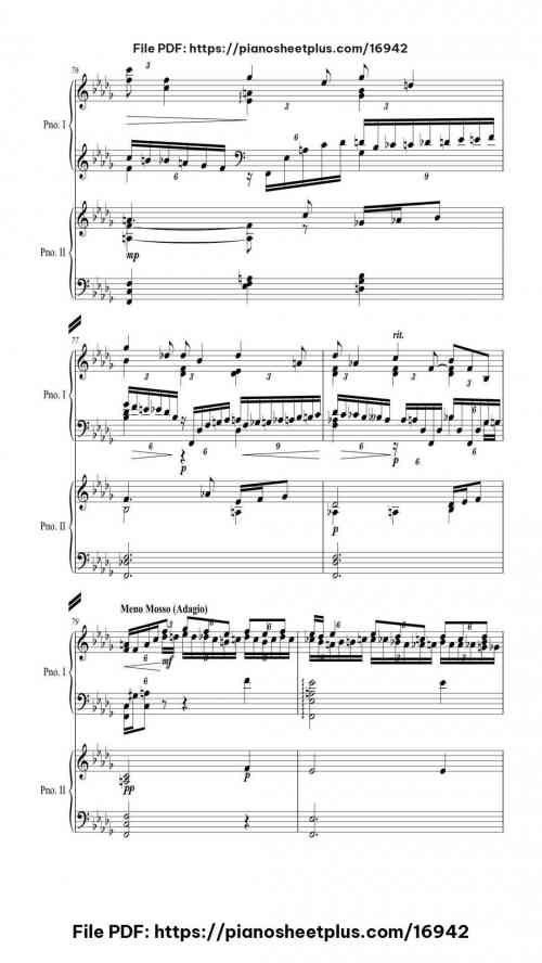 Piano Concerto No. 3 in D Minor, Op. 30: II. Intermezzo: Adagio (Arr. for 2 pianos) by Sergei Rachmaninoff Level Professional 33 Piano Concerto No. 3 in D Minor, Op. 30: II. Intermezzo: Adagio (Arr. for 2 pianos) piano sheet music free pdf