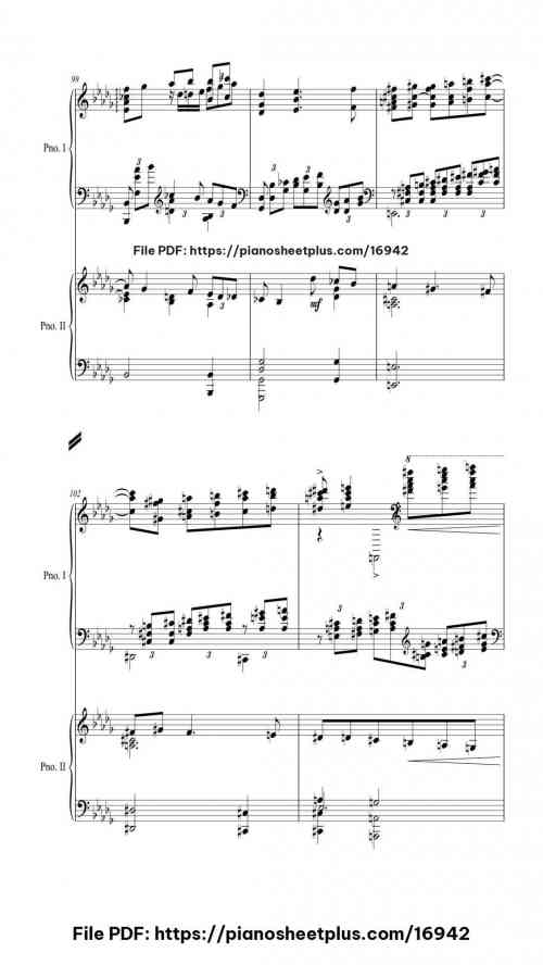 Piano Concerto No. 3 in D Minor, Op. 30: II. Intermezzo: Adagio (Arr. for 2 pianos) by Sergei Rachmaninoff Level Professional 36 Piano Concerto No. 3 in D Minor, Op. 30: II. Intermezzo: Adagio (Arr. for 2 pianos) piano sheet music free pdf