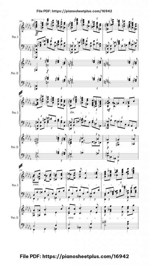 Piano Concerto No. 3 in D Minor, Op. 30: II. Intermezzo: Adagio (Arr. for 2 pianos) by Sergei Rachmaninoff Level Professional 37 Piano Concerto No. 3 in D Minor, Op. 30: II. Intermezzo: Adagio (Arr. for 2 pianos) piano sheet music free pdf