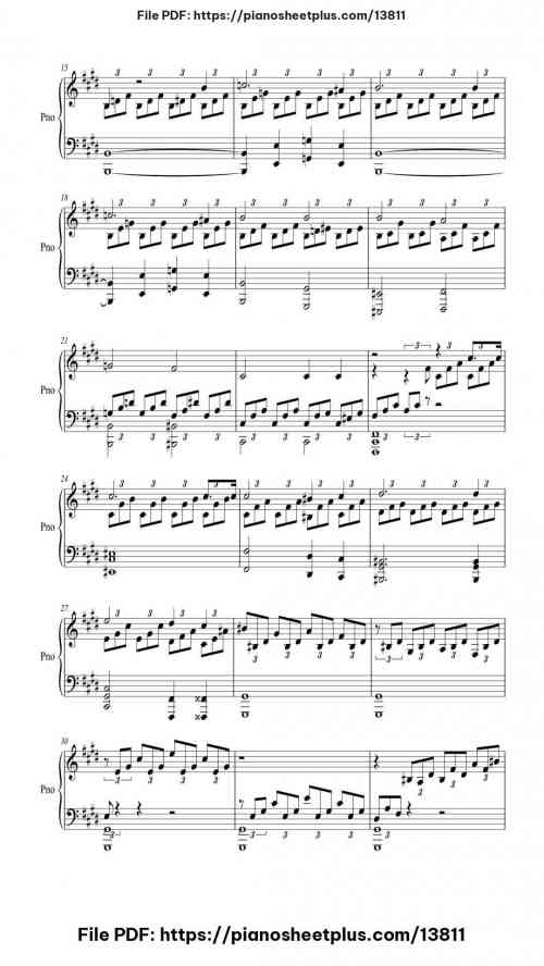 Piano Sonata No. 14 in C-Sharp Minor, Op. 27 No. 2 "Moonlight": I. Adagio sostenuto - Piano Solo Score – Free PDF 6 Piano Sonata No. 14 in C-Sharp Minor, Op. 27 No. 2 "Moonlight": I. Adagio sostenuto piano sheet music free pdf
