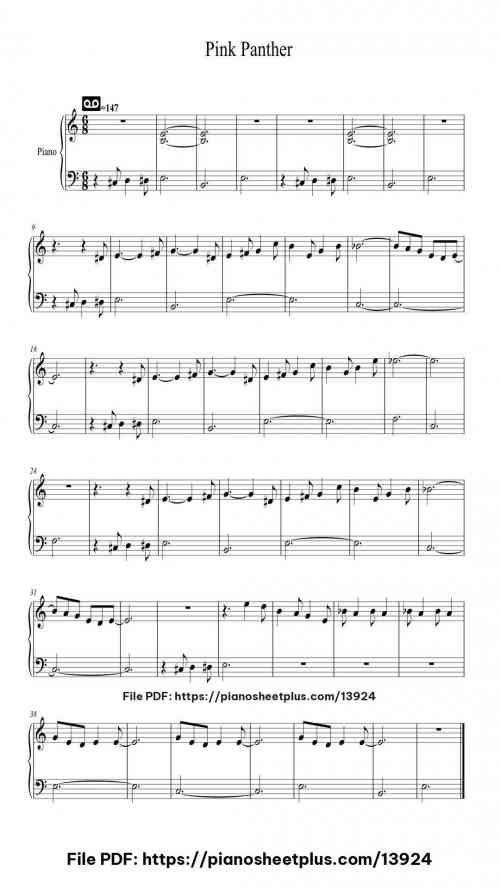 Pink Panther - Piano Sheet Music – Free PDF Download 5 Pink Panther – Piano Sheet Music – Free PDF Download