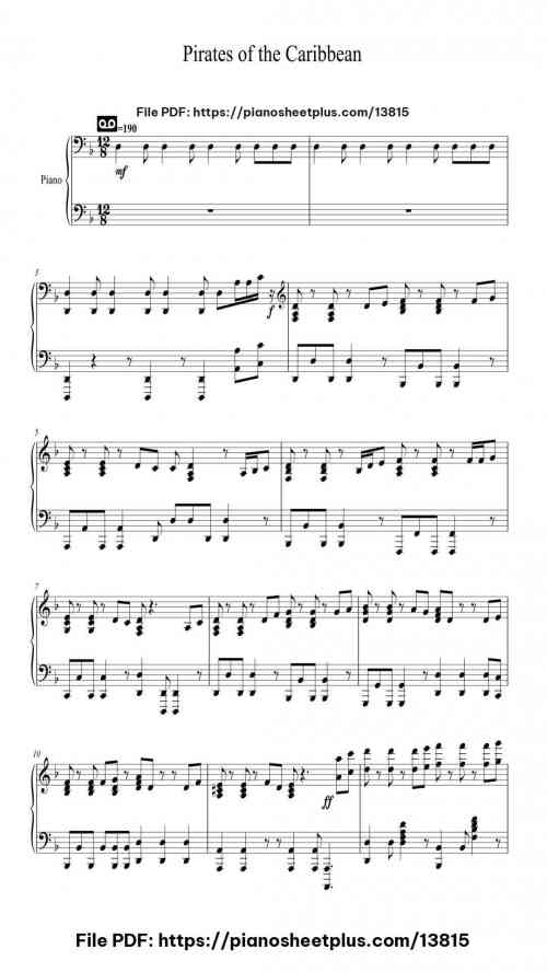 Pirates of the Caribbean - High-Quality Piano Sheet Music (Free PDF) 4 Pirates of the Caribbean piano sheet music free pdf