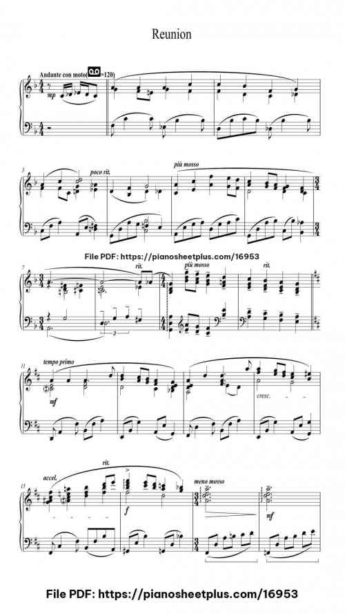 Reunion by Popthus Level Mid-Advanced 3 Reunion piano sheet music free pdf