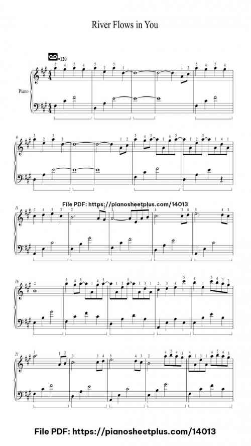 River Flows in You - Free Piano Score Sheet (PDF) 6 River Flows in You – Free Piano Score Sheet (PDF)