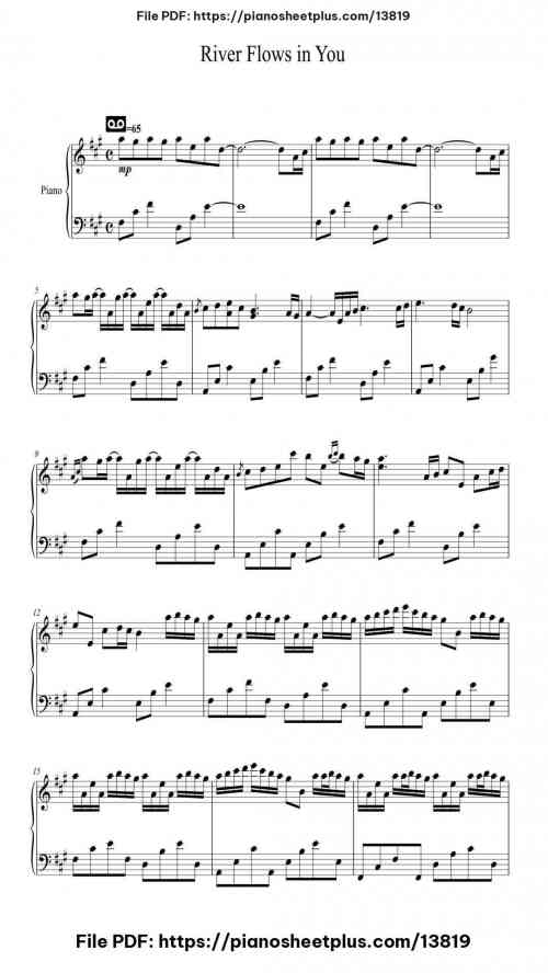 River Flows in You - Free Piano Score Sheet (PDF) 5 River Flows in You – Free Piano Score Sheet (PDF)