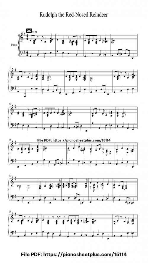 Rudolph the Red-Nosed Reindeer by Johnny Marks Level Intermediate 3 Rudolph the Red-Nosed Reindeer piano sheet music free pdf