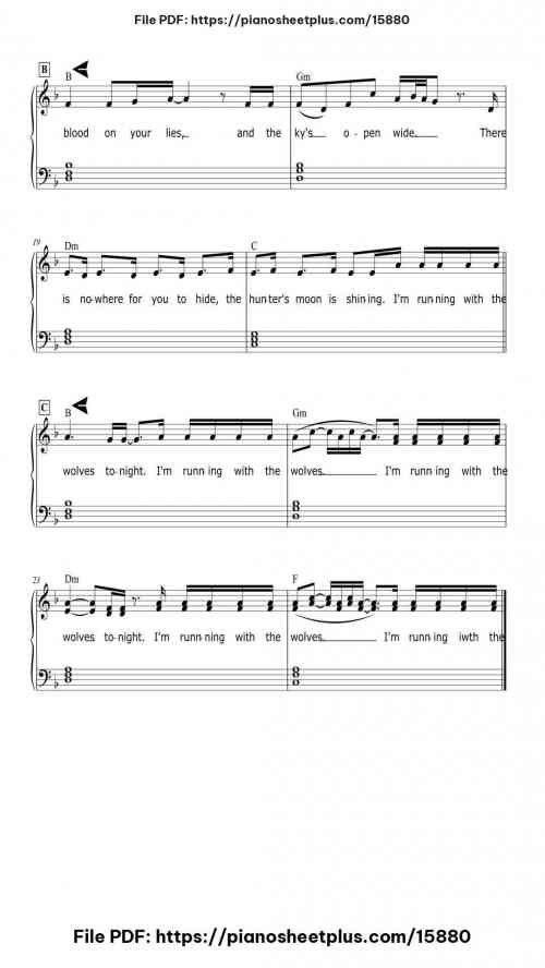 Running with the Wolves by AURORA Level Beginner 4 Running with the Wolves piano sheet music free pdf