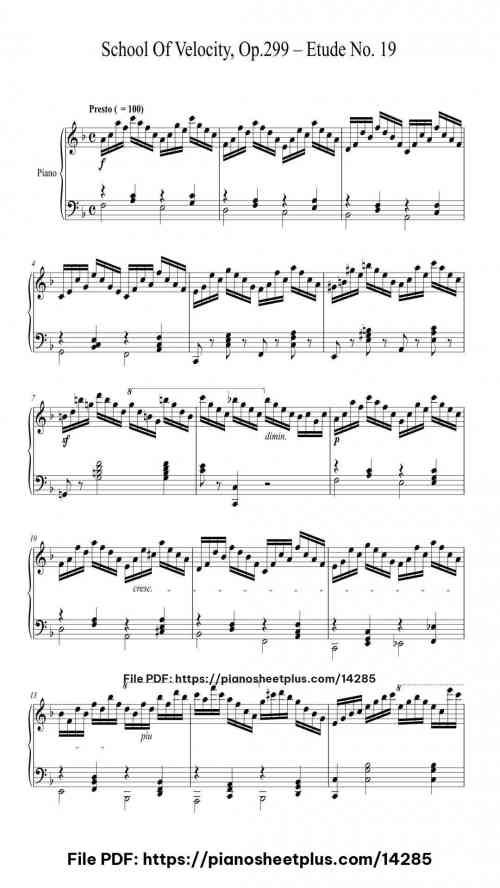 School of Velocity, Op. 299: Etude No. 19 - Piano Music Score PDF – Free Download 3 School of Velocity, Op. 299: Etude No. 19 piano sheet music free pdf