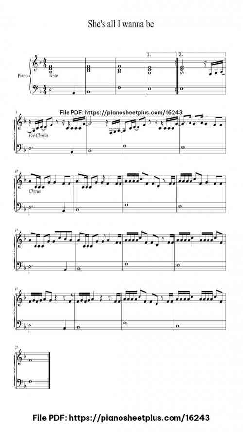 She's all I wanna be by Tate McRae Level Beginner 2 She's all I wanna be piano sheet music free pdf