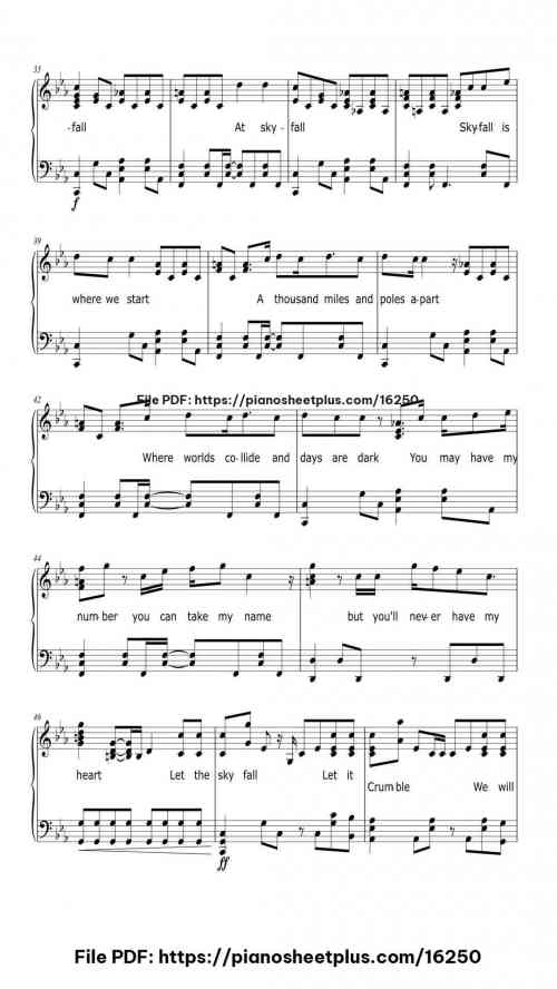 Skyfall by Adele Level Intermediate 9 Skyfall piano sheet music free pdf