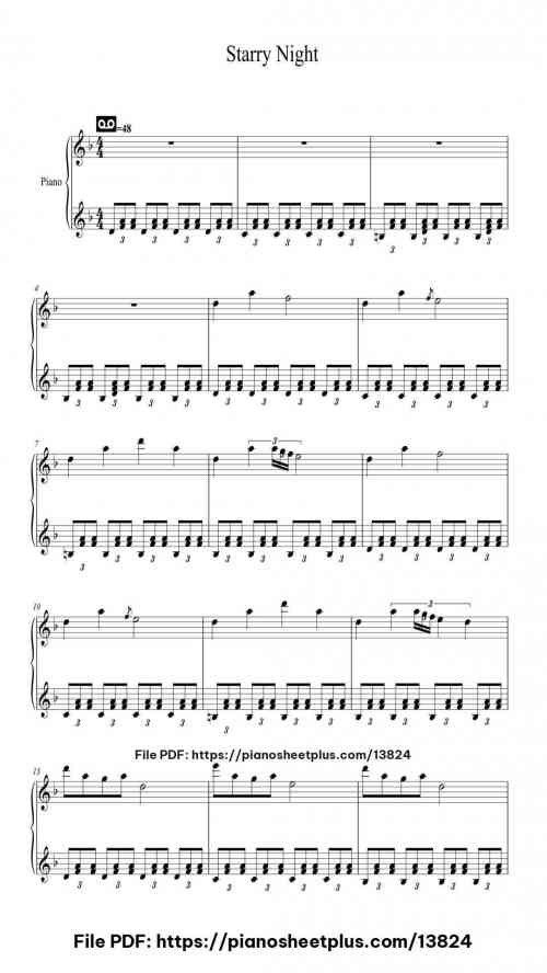Starry Night - Printable Piano Sheet Music (Free PDF) 5 Starry Night piano sheet music free pdf