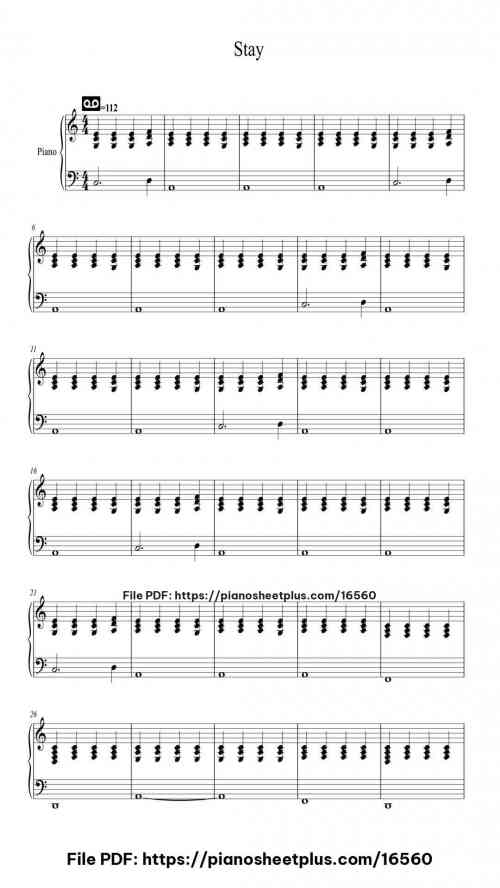 Stay (Accompaniment Version) by Rihanna/Mikky Ekko Level Intermediate 5 Stay (Accompaniment Version) piano sheet music free pdf
