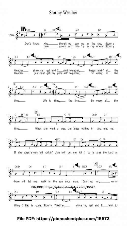 Stormy Weather by Harold Arlen Level Beginner 7 Stormy Weather by Harold Arlen Level Beginner