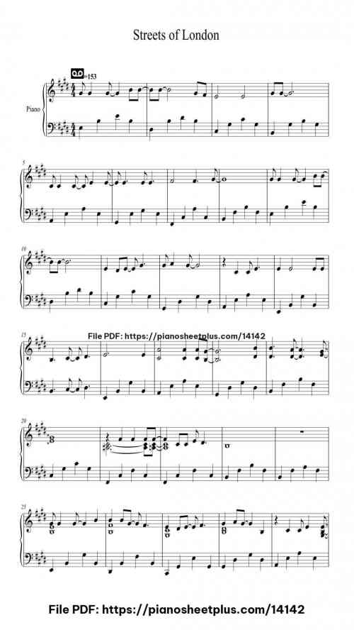 Streets of London - Free Piano Score Sheet (PDF) 4 Streets of London piano sheet music free pdf