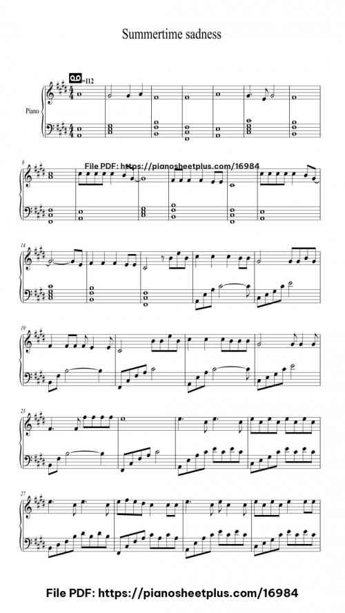 Summertime sadness by Lana Del Rey Level Beginner 21 Summertime sadness by Lana Del Rey Level Beginner