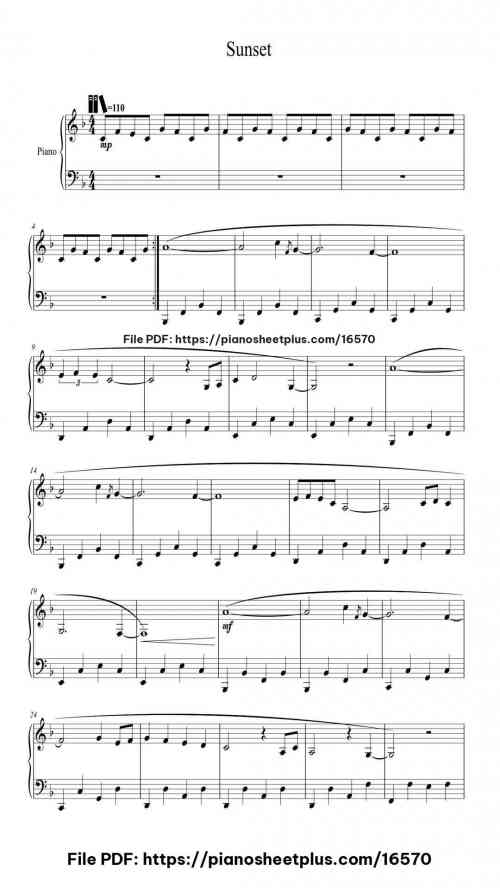 Sunset by The Midnight Beast Level Beginner 10 Sunset piano sheet music free pdf