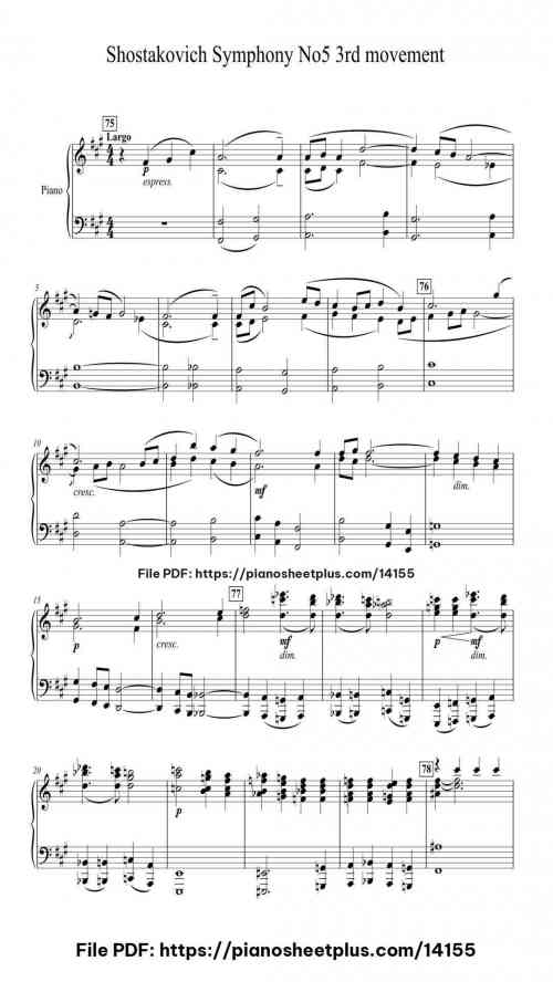 Symphony No. 5 in D Minor, Op. 47: III. Largo for Piano Solo - Piano Music Score PDF – Free Download 7 Symphony No. 5 in D Minor, Op. 47: III. Largo for Piano Solo – Piano Music Score PDF – Free Download