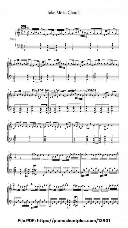 Take Me to Church - Free PDF Piano Score Download 7 Take Me to Church – Free PDF Piano Score Download