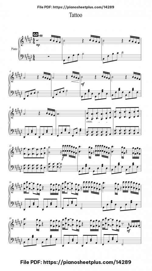 Tattoo - Free PDF Piano Score Download 4 Tattoo piano sheet music free pdf