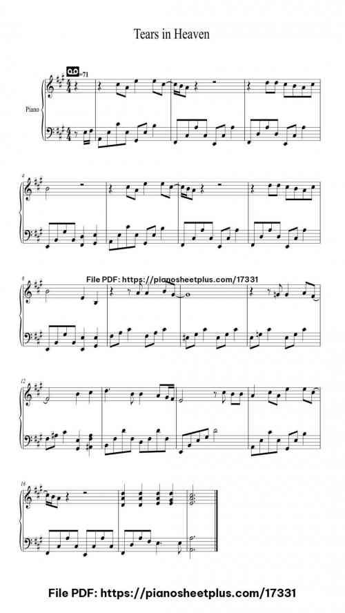 Tears shed in heaven by Eric Clapton Level Intermediate 2 Tears shed in heaven piano sheet music free pdf