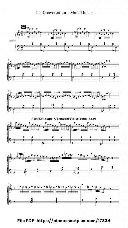 The Conversation – Main Theme by David Shire Level Mid-Advanced 3 The Conversation – Main Theme piano sheet music free pdf