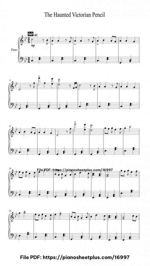 The Haunted Victorian Pencil by A Winged Victory for the Sullen Level Beginner 3 The Haunted Victorian Pencil piano sheet music free pdf