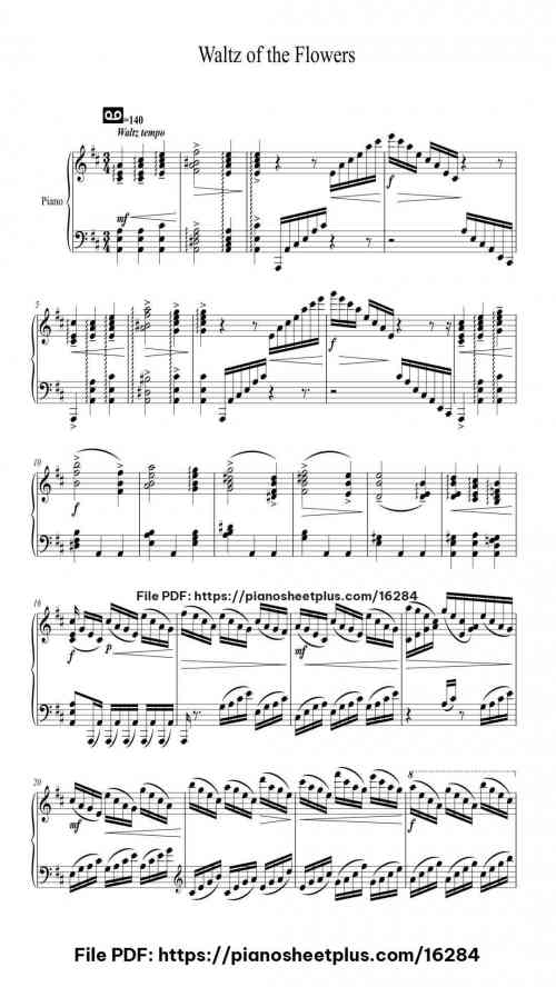 The Nutcracker, Op. 71: Waltz of the Flowers by Pyotr Ilyich Tchaikovsky Level Mid-Advanced 63 The Nutcracker, Op. 71: Waltz of the Flowers by Pyotr Ilyich Tchaikovsky Level Mid-Advanced