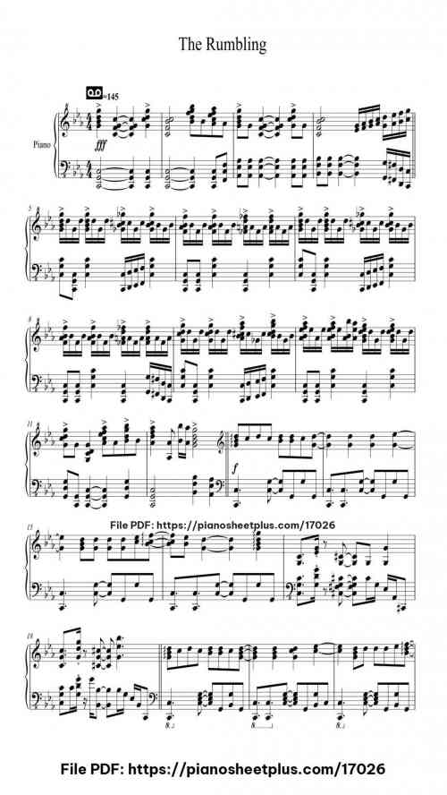The Rumbling - Colossal Version by SiM Level Intermediate 4 The Rumbling - Colossal Version piano sheet music free pdf