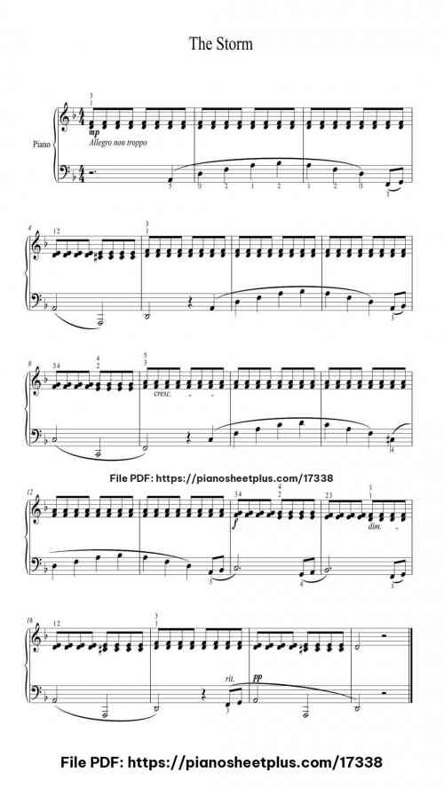 The Storm by Cornelius Gurlitt Level Easy 2 The Storm piano sheet music free pdf